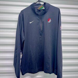 Nike Portland Trail Blazers Coaches Performance Quarter-Zip Top in Black, XL
